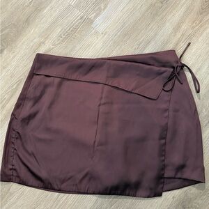 Abercrombie & Fitch Satin Drapped Mini Skort